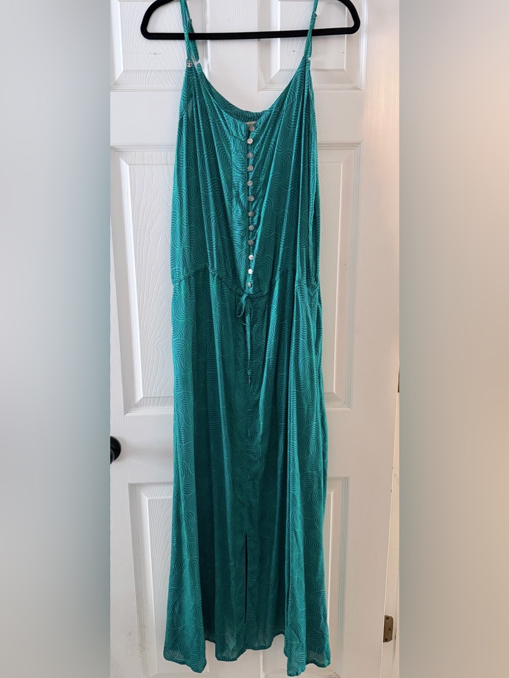 Pineapples Teal Swirl Maxi Dress with Button Front